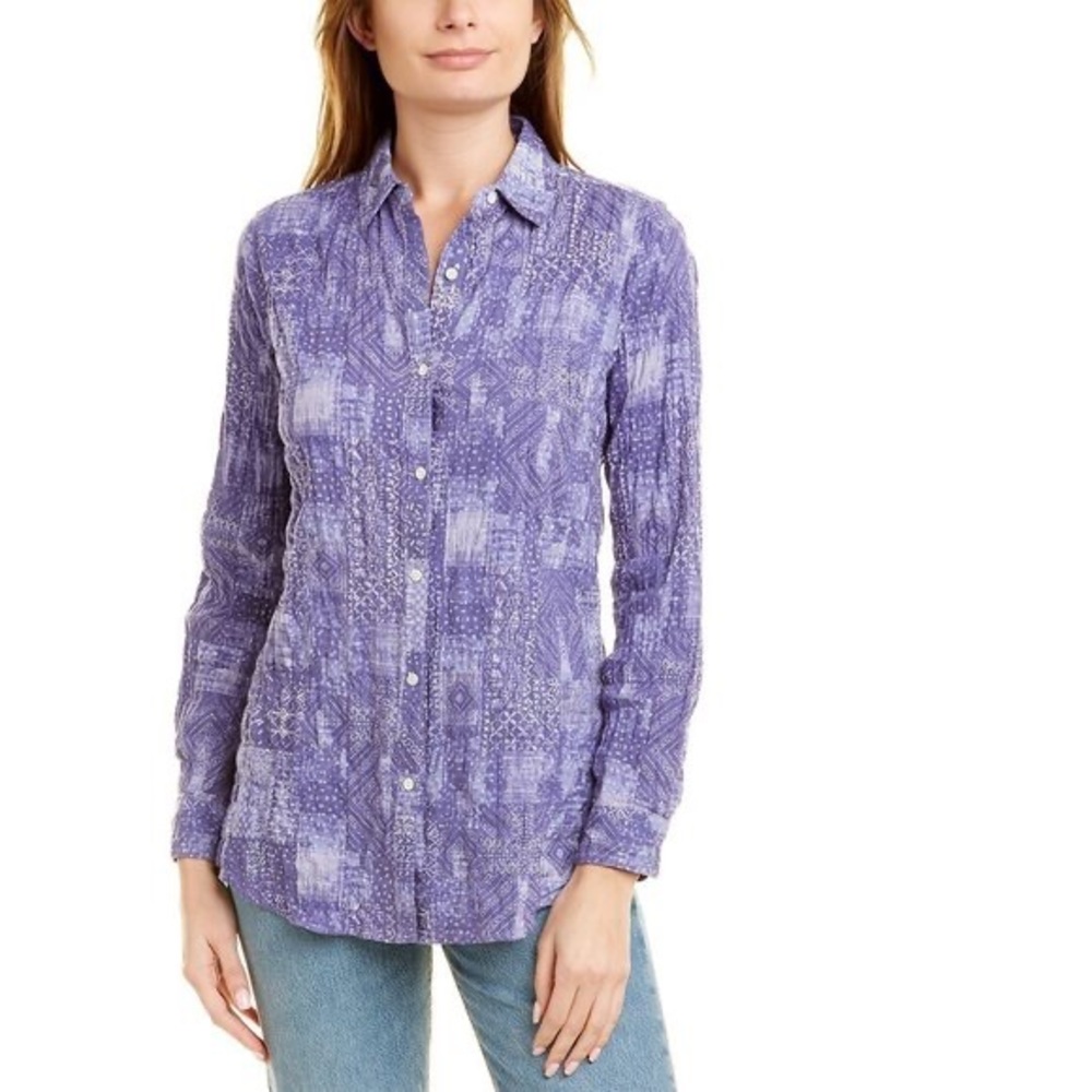 J. Mclaughlin Purple Patchwork Crinkle Long Sleev… - image 7